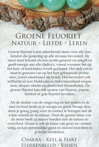 Groene fluoriet edelsteen kaartje - Crystal Cave