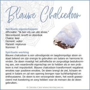 Blauwe chalcedoon edelsteen kaartje - Crystal Cave