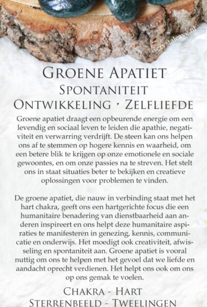 Groene apatiet werking - Crystal Cave