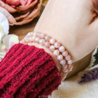 Roze maansteen 6mm armband - Crystal Cave