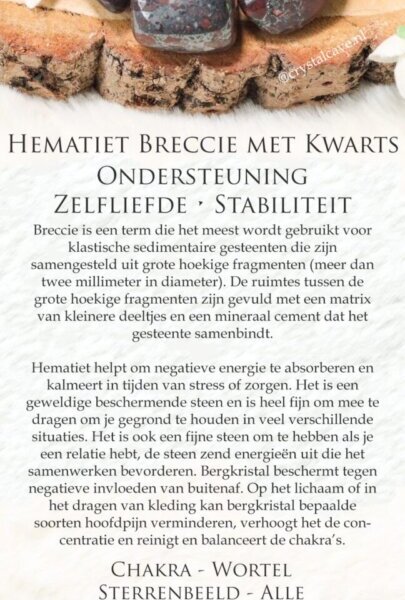 Hematiet breccie met kwarts betekenis - Crystal Cave