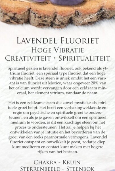 Lavendel fluoriet betekenis - Crystal Cave