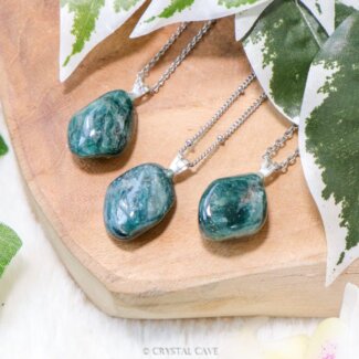 Groene apatiet ketting zilver - Crystal Cave