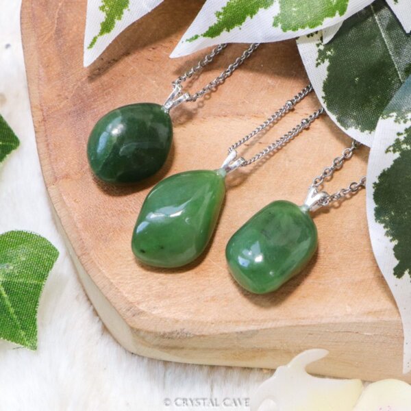 Nefriet jade ketting zilver - Crystal Cave