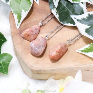 Roze mosagaat ketting zilver - Crystal Cave