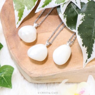 Witte agaat ketting zilver - Crystal Cave