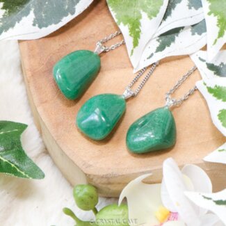 Groene aventurijn ketting zilver - Crystal Cave