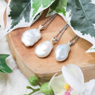 Zoetwater parel ketting zilver - Crystal Cave