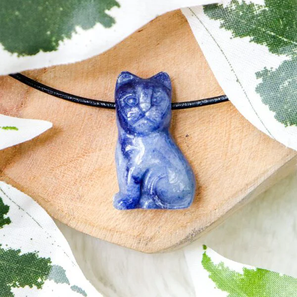 Koi outlet - Blue Imperial Jasper cat necklace