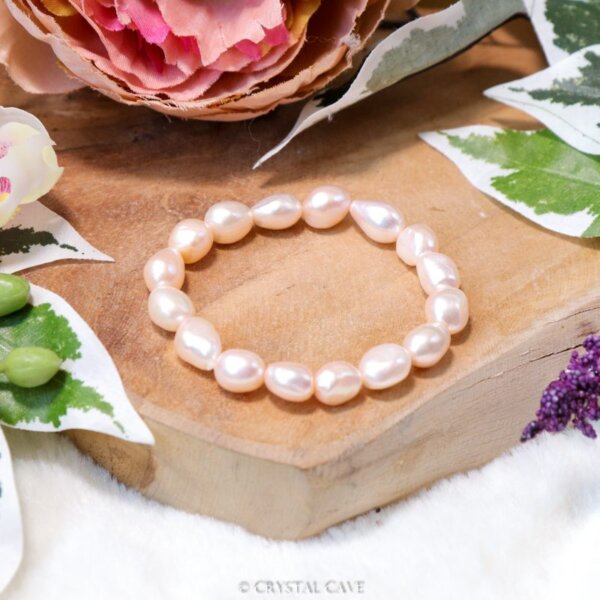 Zoetwater rose parel barock armband - Crystal Cave