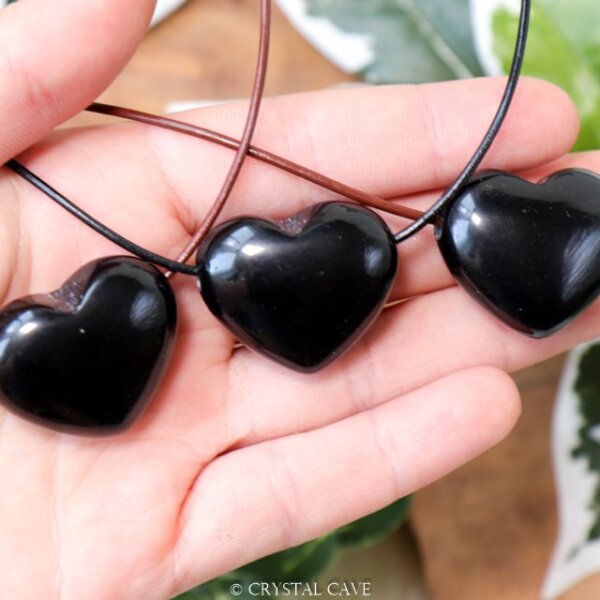 Zwarte obsidiaan ketting hart - Crystal Cave