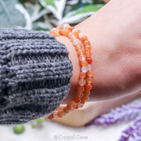 Oranje aventurijn 4mm armband - Crystal Cave