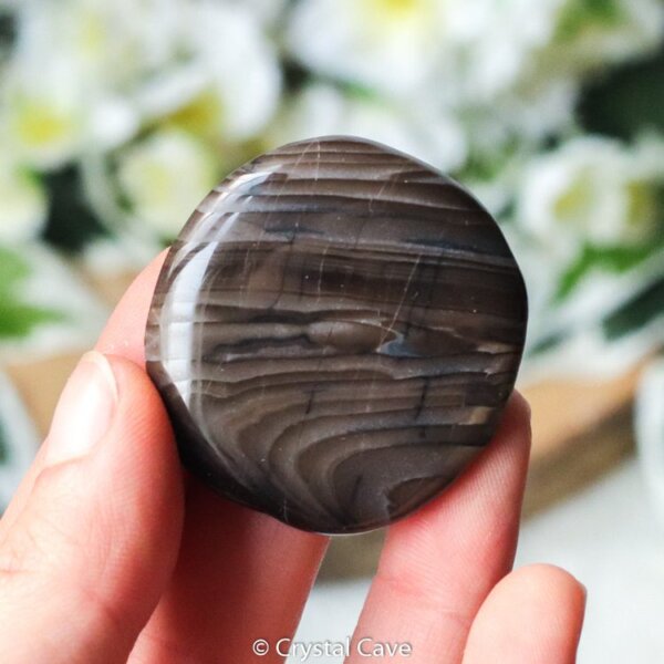 Zwarte flint cabochon - Crystal Cave