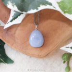 Blauwe chalcedoon zilveren ketting - Crystal Cave