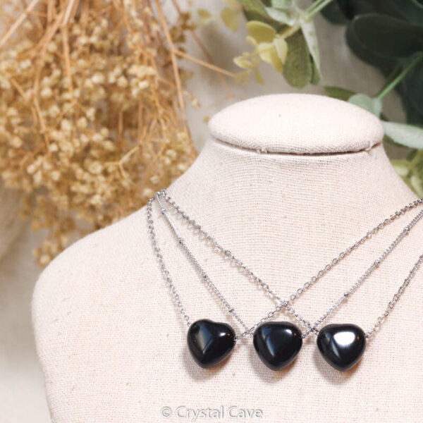 Zwarte obsidiaan hart ketting - Crystal Cave