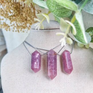 Roze amethist dubbeleinder ketting - Crystal Cave