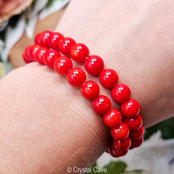 fossiel rood koraal 8mm armband