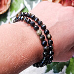 goud obsidiaan 6mm facet armband