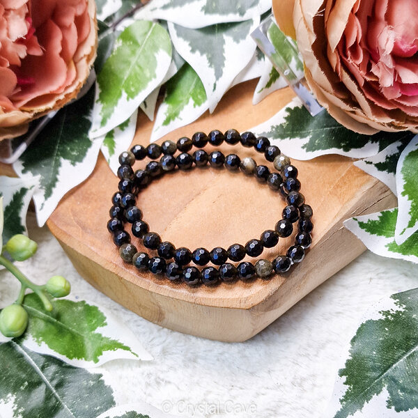 goud obsidiaan gefacetteerde armband