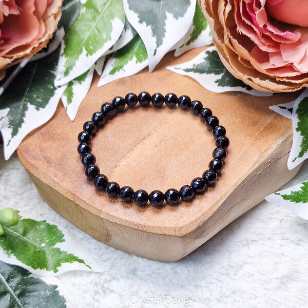 zwarte obsidiaan facet armbandje