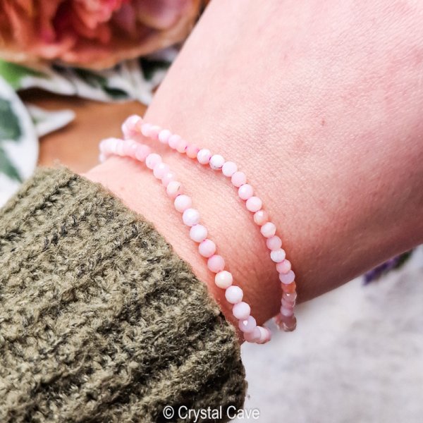 roze opaal facet armband 3mm